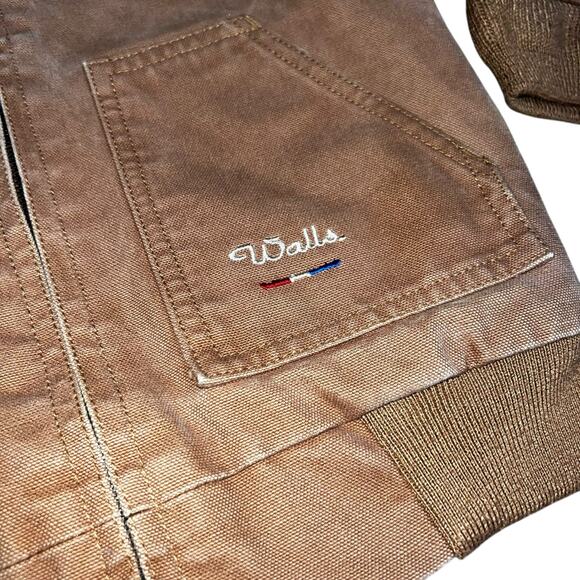 Vintage Walls Kids Hooded Canvas Jacket Brown Duck Work Coat Red Lining large - Picture 6 of 11